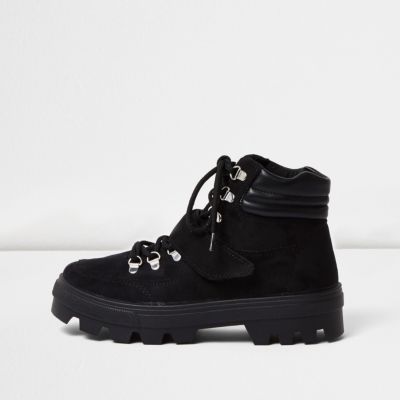 Black suede hiker boots